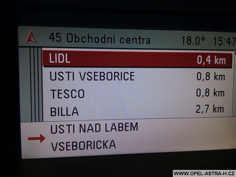 Opel navigace obchodní centra