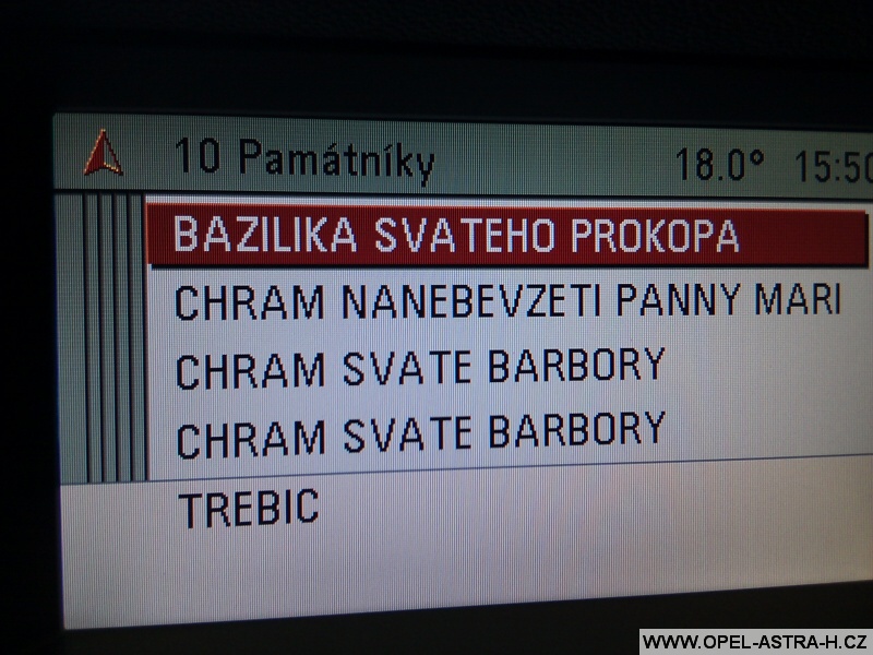 Opel navigace památníky