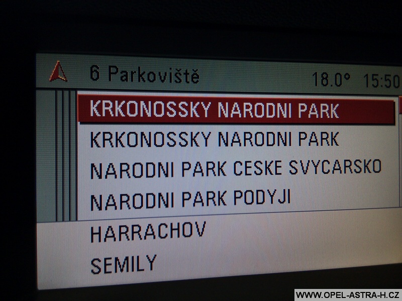 Opel navigace parkoviště